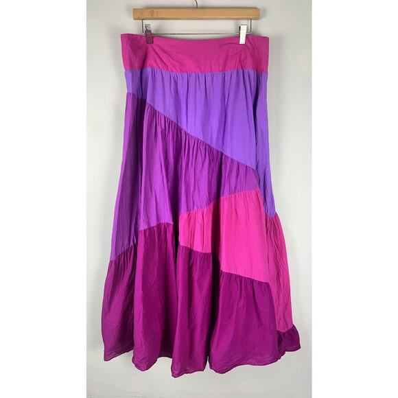 Unbranded Dresses & Skirts - Indikka XL Pink Purple Colorblock Maxi Skirt Tiered Boho Maxi Colorful Prairie